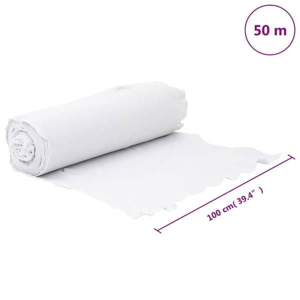 vidaXL geotekstil, hvid, 1x50 m, polyesterfiber