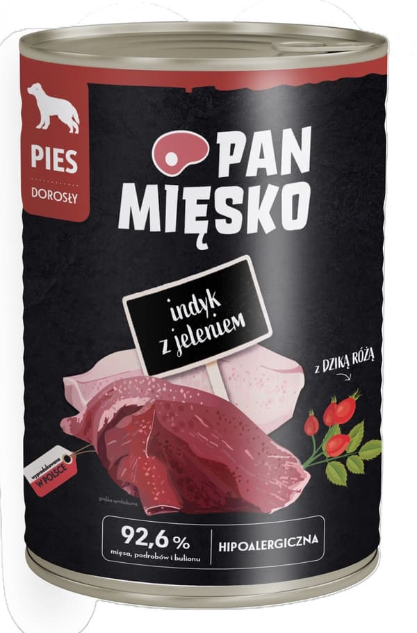 Mr. Meat | Vådfoder til voksne hunde | 400g dåse - Kalkun med hjort 400g
