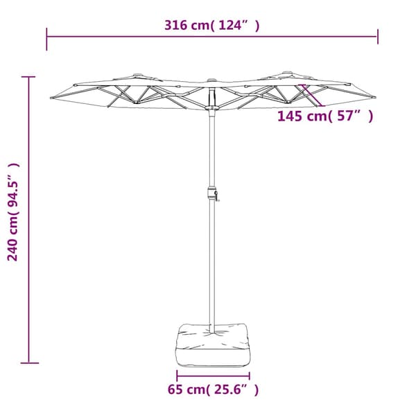 vidaXL dobbelt haveparasol sort 316x240 cm
