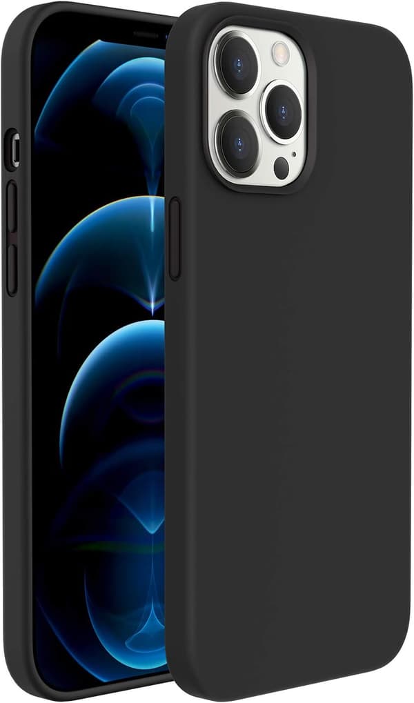 SILIKONEETUIS TIL APPLE IPHONE 12 PRO MAX 6,7" SORT MED MIKROFIBER