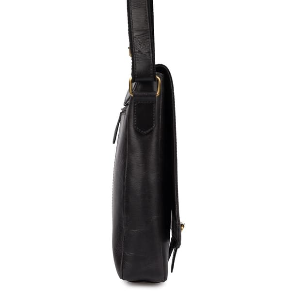 Herre læder skuldertaske, slank, A4, elegant, Beltimore, sort, N23