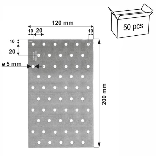 Perforerede plader NP20/120/200 120x200 x 2mm