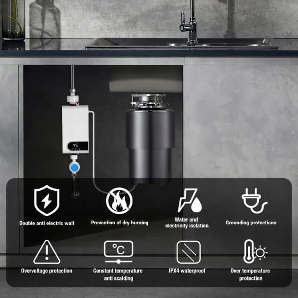 3500W tanklös elektrisk varmvattenberedare med digital display