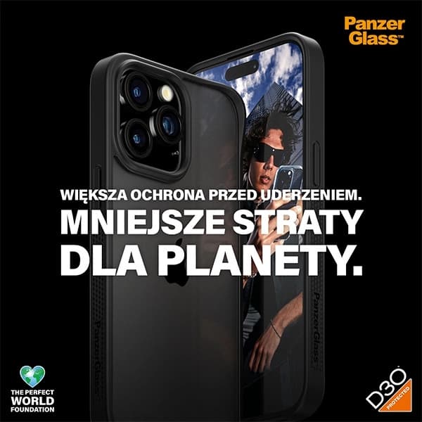 PanzerGlass ClearCase til iPhone 15 Pro Max, certificeret i militærkvalitet - klar sort