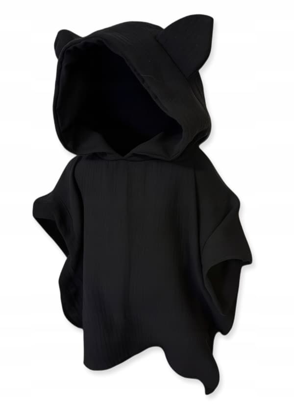 Børne MUSLIN KAP 86-104 PONCHO til børn til stranden SORT