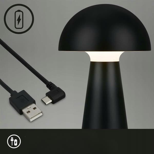LED-bordlampe trådløs IP44 sort med lysdæmper til hjemmet og haven