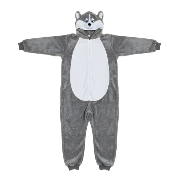 Kigurumi pyjamas kostume grå husky størrelse 145-155 cm