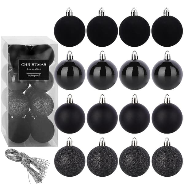 Ubrydelige sorte julekugler 5 cm 16 stk.