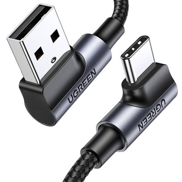 UGREEN US176 USB-C til USB-A 2.0 vinklet kabel, 3A, 3m (sort)