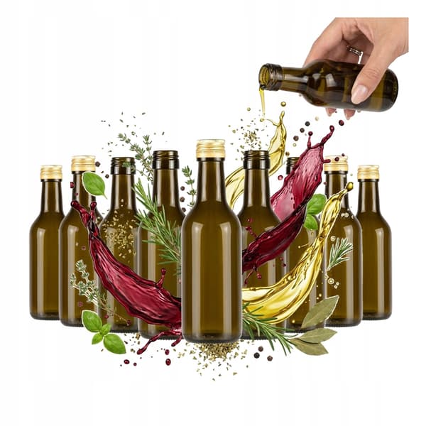 10x vinglasflaske 200ml mørkt glas til vin, alkohol, eddike, olie