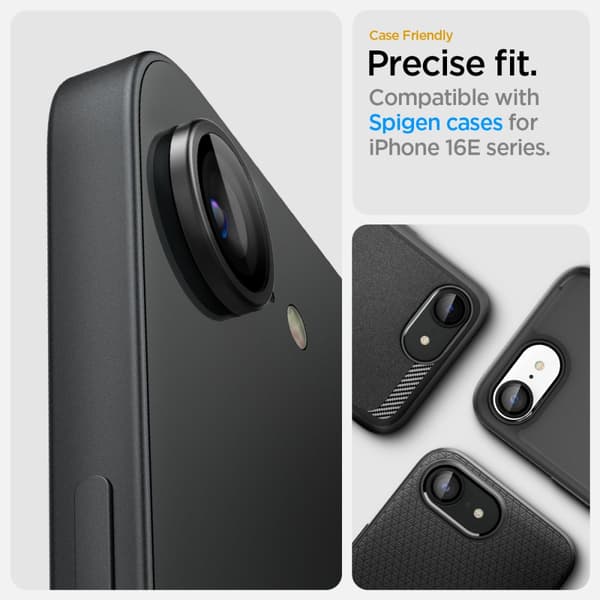 SPIGEN OPTIK PRO GLAS.TR EZ FIT KAMERASKYDD 2-PACK IPHONE 16E SVART