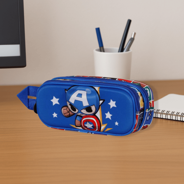 Marvel Captain America Blått Pennfodral med Dubbelfack 22x10x8 cm