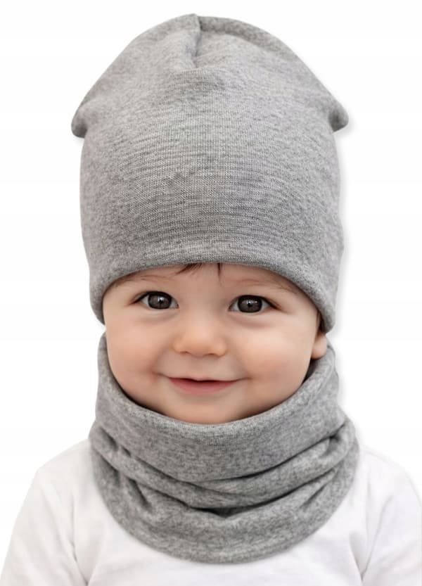 Set MÖSSA + HALSDUK 56-68 babyset 34/38 VÅRMELAGE GRAFIT