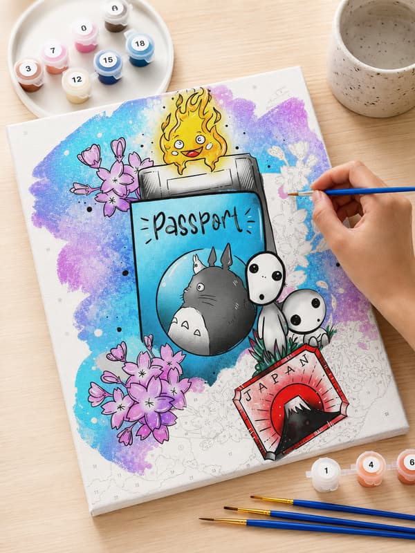 Målning med siffror med ram Passport Ghibli 40x50 cm