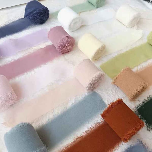 Blomsterbånd - Chiffon - Blå - Rulle 4 cm x 4,5 m