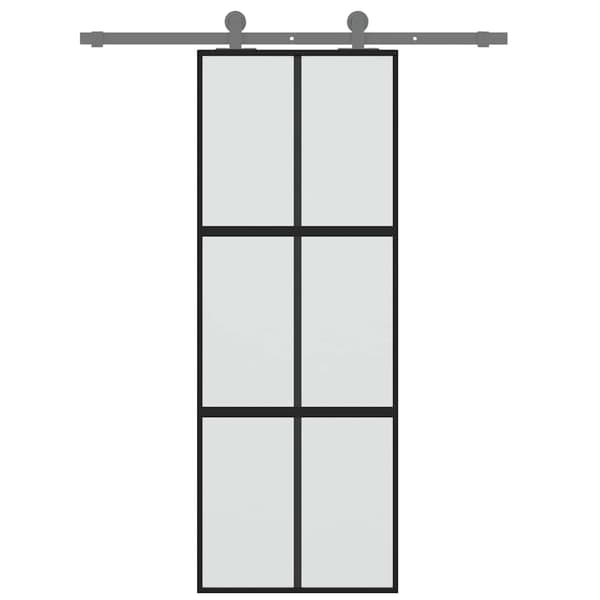 vidaXL skydedør, sort, 76x205 cm, hærdet glas, aluminium