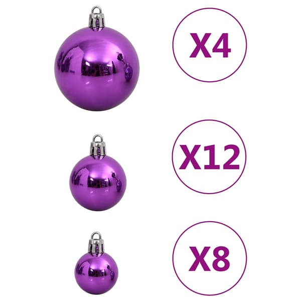 vidaXL 111-delars julgranskulor, lila, polystyren
