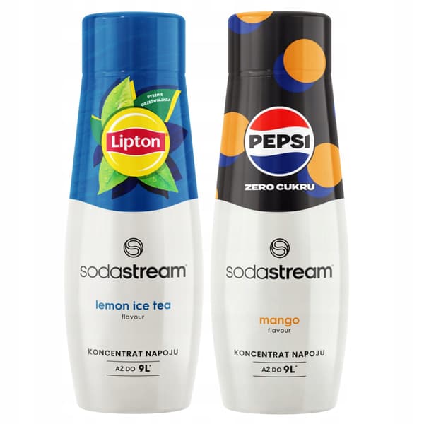 2 siirappia veden tilalle Sodastream Lemon Ice Tea + Pepsi Max Mango