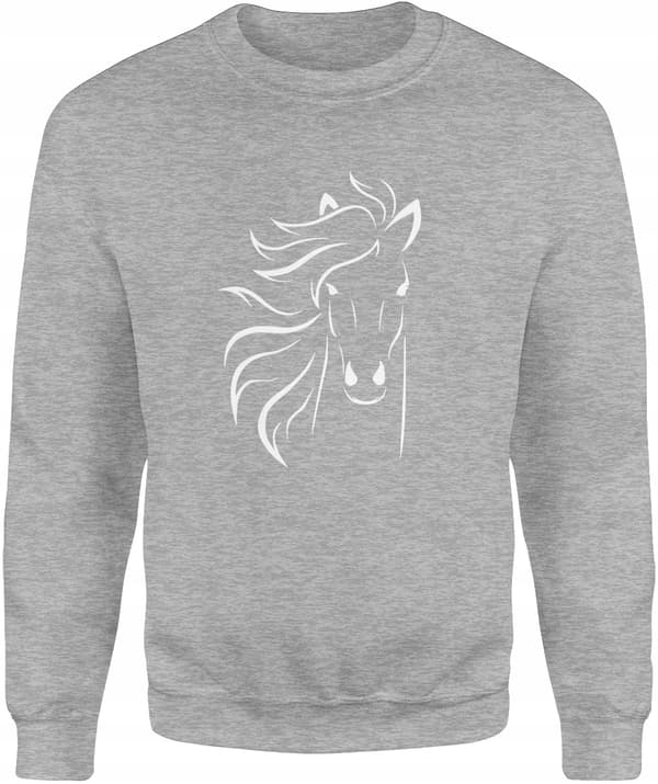 HERRE SWEATSHIRT MED HESTEPRINT, SORT, STØRRELSE M, UDEN HÆTTE
