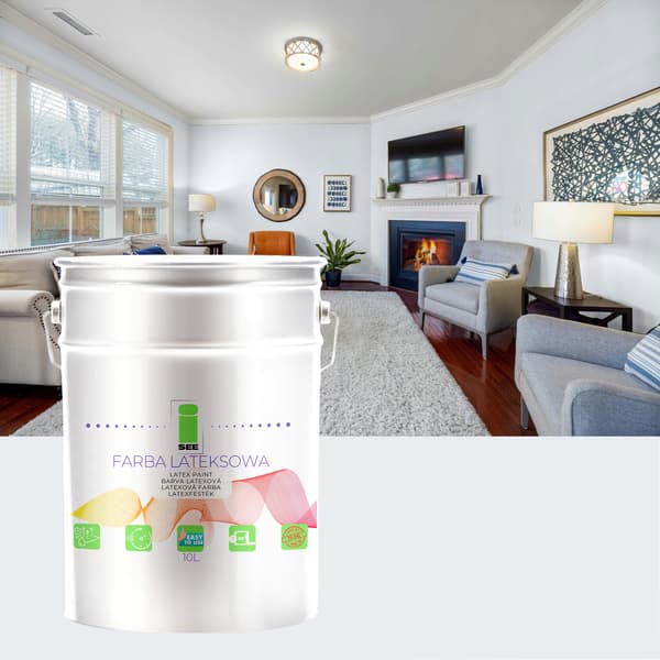 Latexväggfärg vit off-blue 10L Fabriksbutik