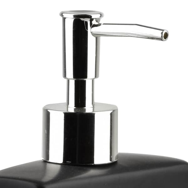 Opvaskemiddeldispenser med svampeholder og svamp, sort keramisk, 400 ml