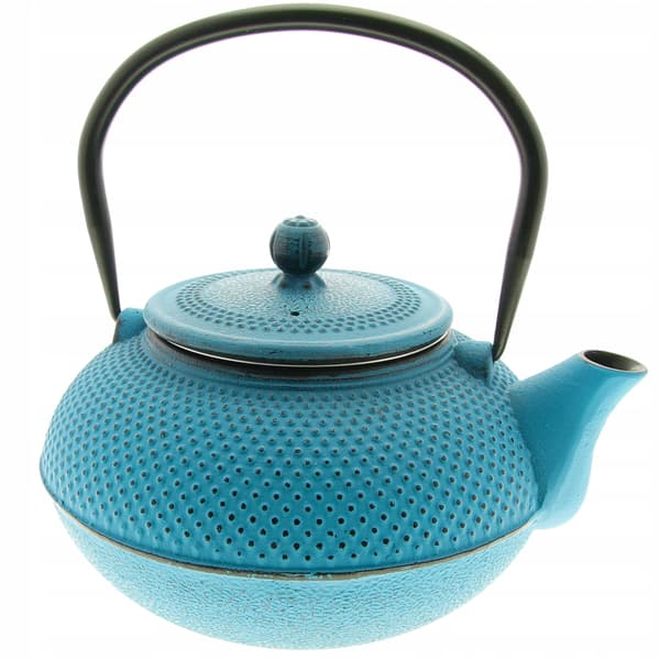 Støbejernskedel blå 1,5 l infuser med si til urtete