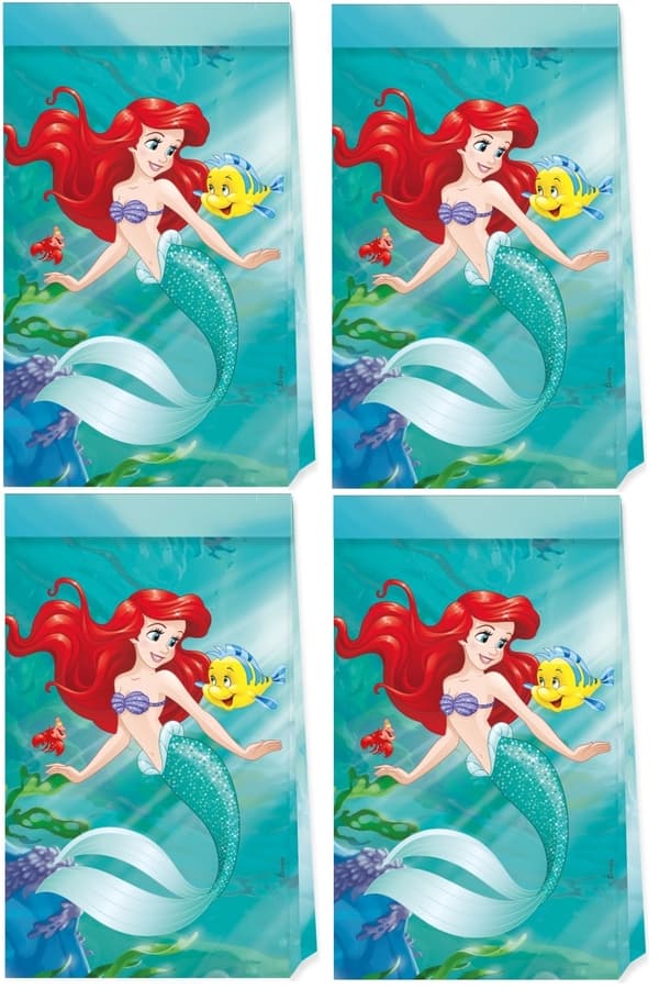 Havfrue papirposer ARIEL Prinsesse 4 stk.