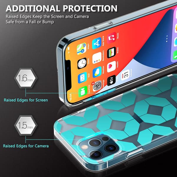 ETUI TIL APPLE IPHONE 12/12 PRO BLÅ MØNSTRE + GLAS