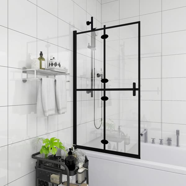 vidaXL foldbar brusekabine, ESG, 80x140 cm, sort