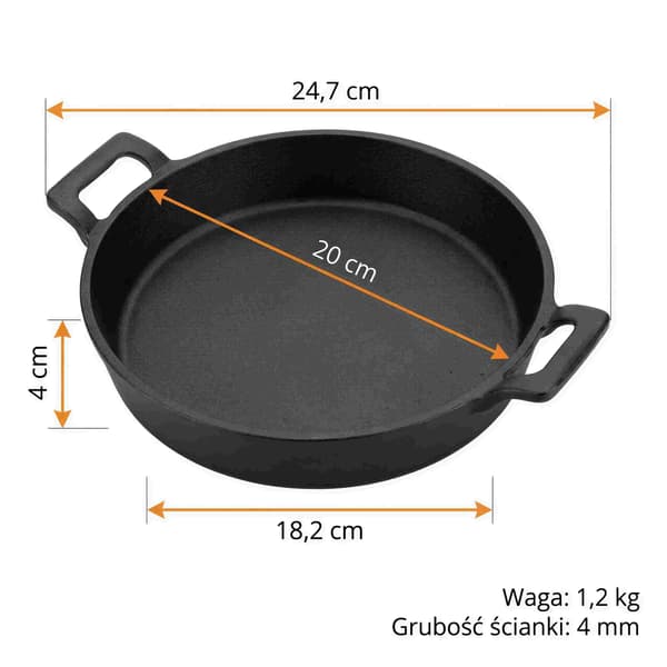 STØBEJERNSPANDE TIL BAGNING, GRATINERING, STEGNING OG SERVERINGSFAT