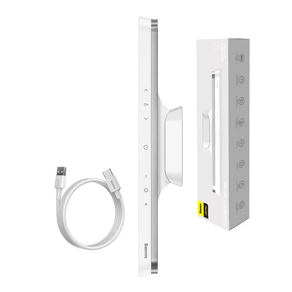 Baseus Magnetic Stepless Pro Magnetisk Lampe med Touchpanel (Hvid)