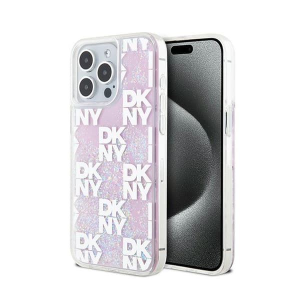 DKNY Liquid Glitter Multilogo - iPhone 15 Pro Max-skal (rosa)