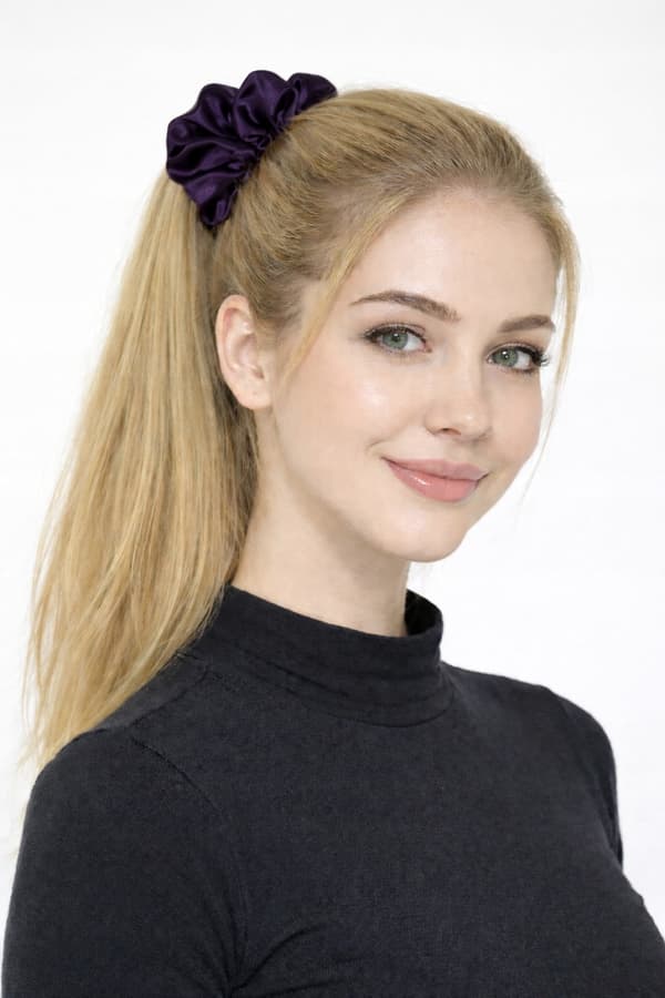 SÆT MED 2 HÅRBÅND satin elastik 13 cm BEIGE LILLA