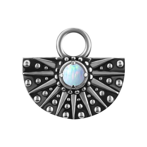 Berlocker - CoCr NF - genombrutna med vit opal - silver - D-088