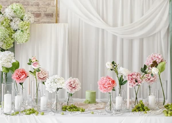 Kunstig blomst PEONY Hvid Bryllupskonføderation Midtdekoration 35cm