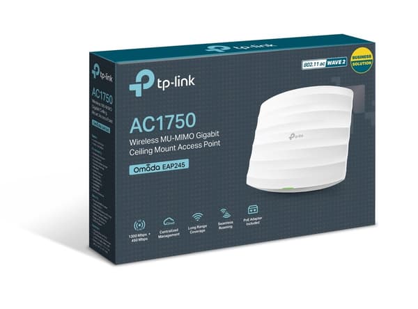 TP-Link EAP245 AC1750 MU-MIMO Access Point, PoE, Loft/Væg