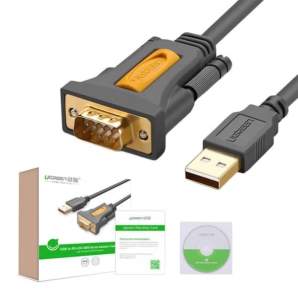 Ugreen CR104 USB - DB9 RS-232 -kaapeli, 2m (musta)
