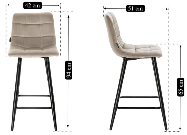 Tore samettinen beige puolijakkara, 65 cm