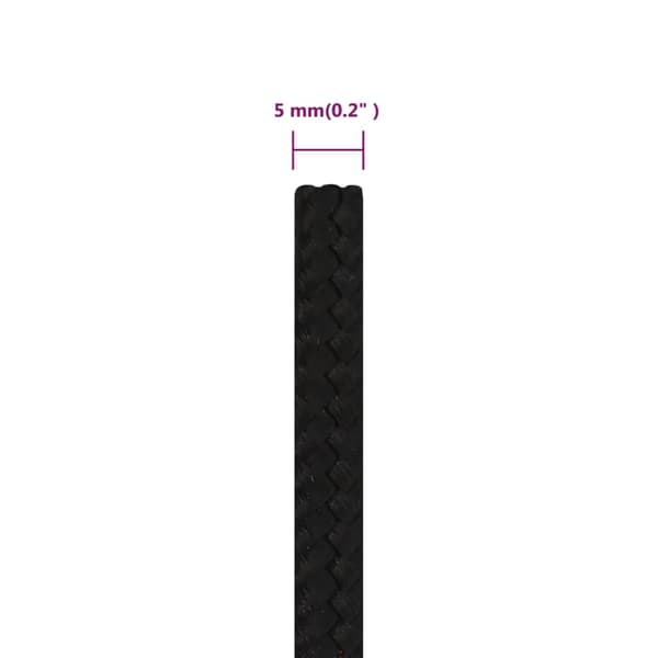 vidaXL Työköysi, musta, 5 mm, 25 m, polyesteri