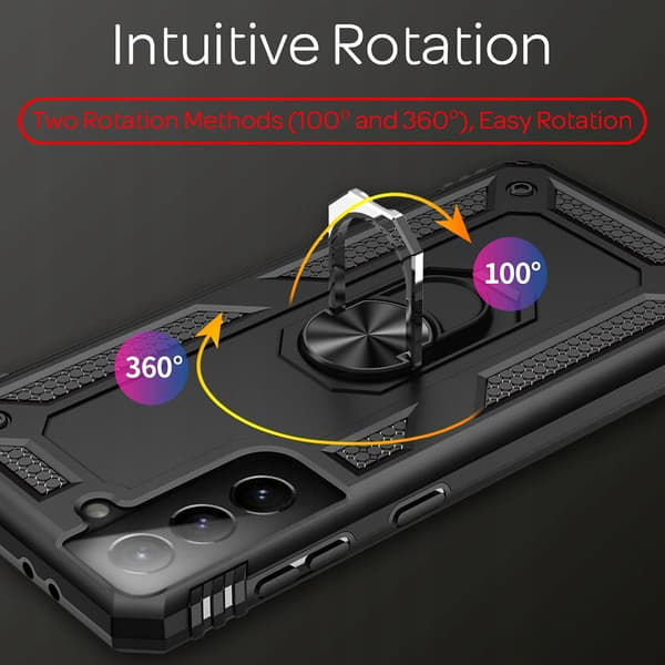 NALIA 360° roterende ringcover til Samsung Galaxy S21 Plus, sort