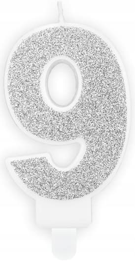 Numero 9 kynttilä hopeaa, 1 kpl.