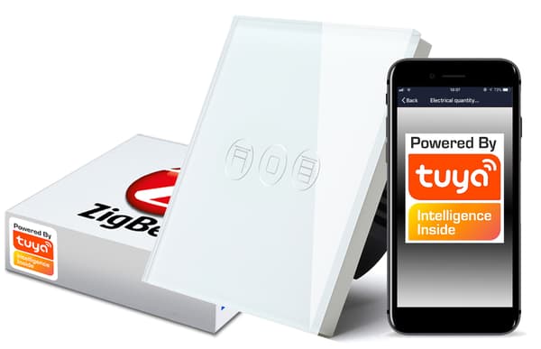 Tuya Zigbee Touch Glas Rullegardin Afbryder Hvid