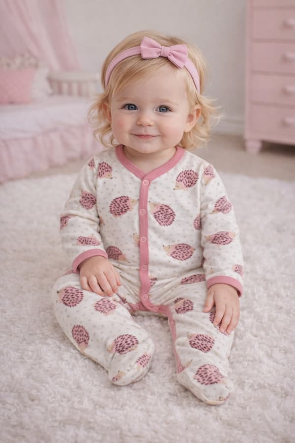 ROCKET heldragt med lynlås 56 pyjamas til nyfødte PINKSYDE PINDSVINE