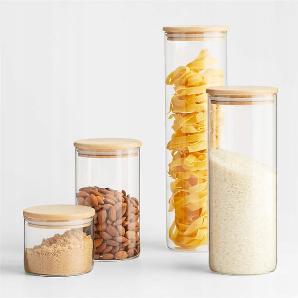 3x glasburkar 1000ml för pasta, mjöl, socker, mat, kaffe, gryn