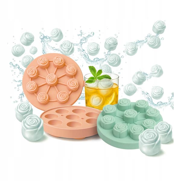 SILIKONISFORM ROSE 3D-isformar 9 st för juicedryck