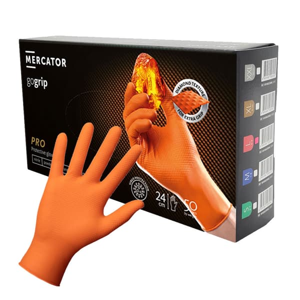 Mercator Gogrip nitrilhandskar S orange 50 st