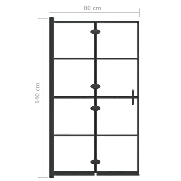 vidaXL foldbar brusekabine, ESG, 80x140 cm, sort