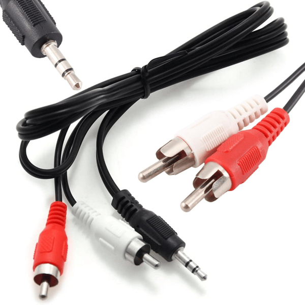 Adapter 3,5 mm jack han til 2 x RCA han 1 m