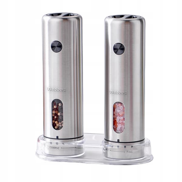 ELEKTRISK PEPPAR- OCH SALTKVARN, BATTERIDRIVEN, USB, 2 ST, INOX, WEBBER
