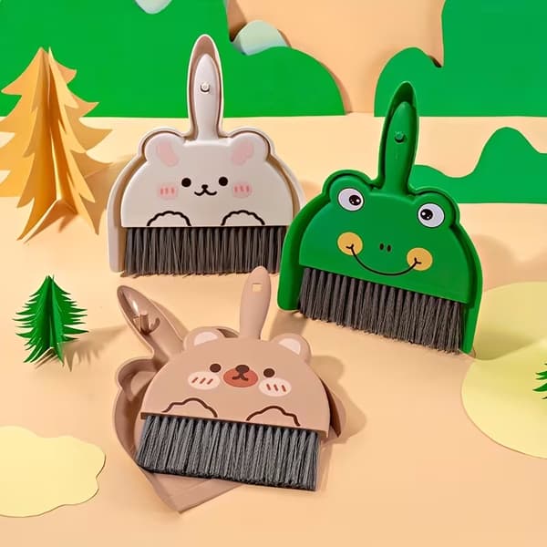 Söpö luuta- ja pölykauhasarja ruskea karhu